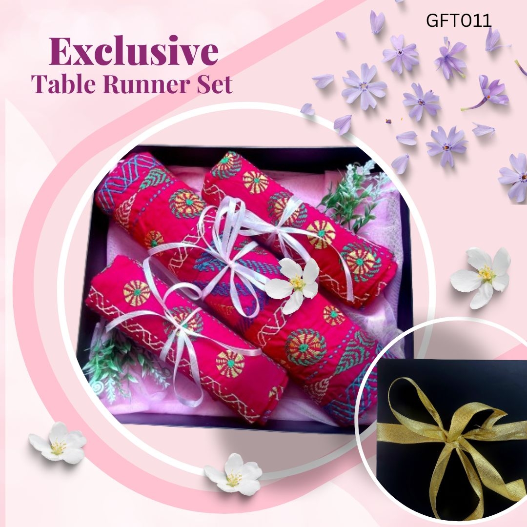 Hand Stiched Table Runner Set Gift Package GFT011
