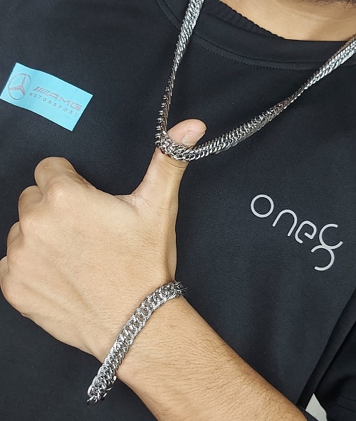 Diamond Cut Chain and Bracelet set for Men GFT005