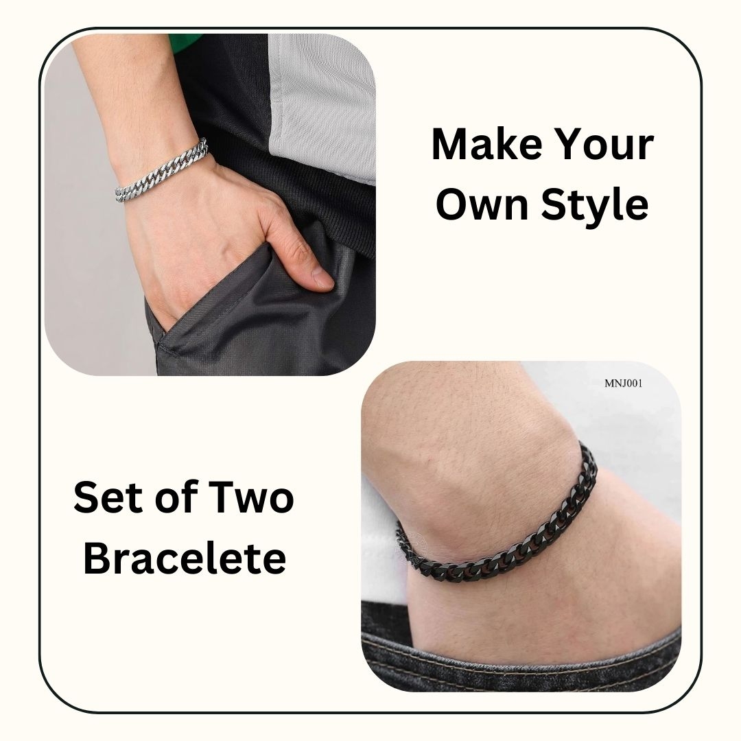 Men's 8.5 Inch Black Stainless Steel Bracelet - Bold Link Design With Masculine Style